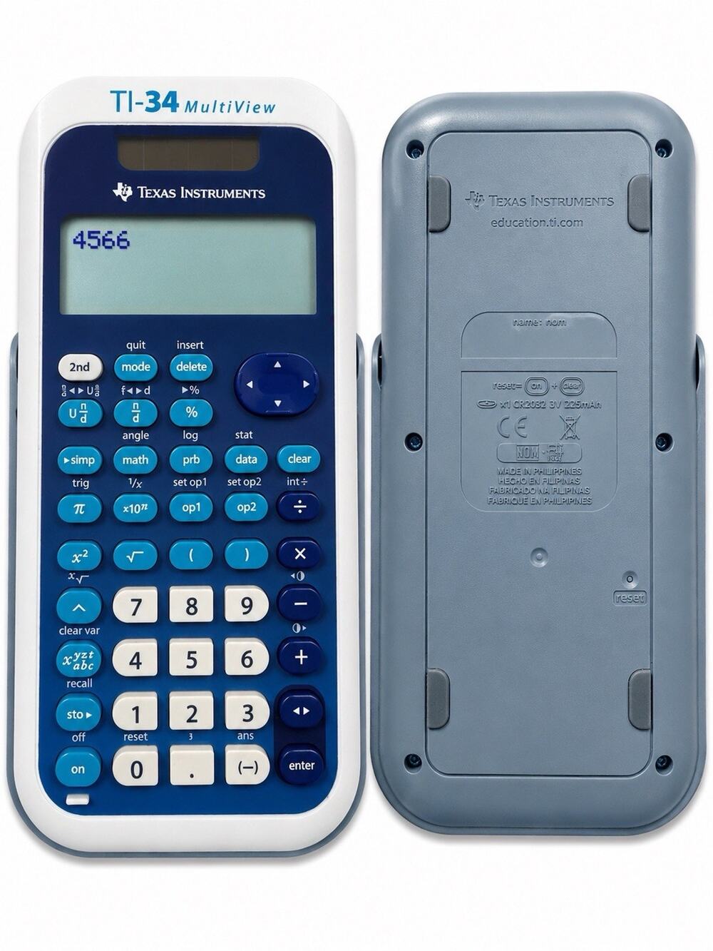 TEXAS INSTRUMENTS TI-34 MULTIVIEW SCIENTIFIC CALCULATOR BLUE WHITE TESTED
